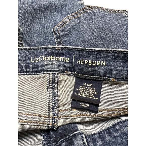 Liz Claiborne Hepburn Jeans Straight Leg Light Distressing Size 16P - Picture 4 of 4
